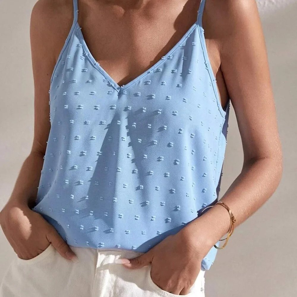 Boho Swiss Dot Lace trim Cami Tank Top - Picture 10 of 13